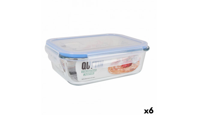 Hermetic Lunch Box Quttin Transparent Rectangular 1L (6 Units)