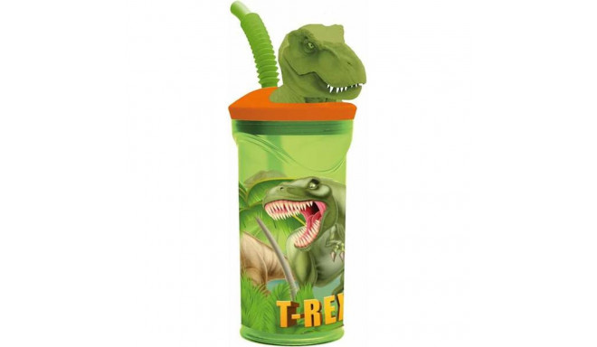 Cup with Straw Stor T-Rex Green