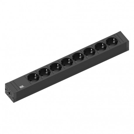 CONNECT LINE Plastic profile black 8xCEE7/3 sockets black rewireable; 2,0m H05VV-F 3G1,50mm² black;