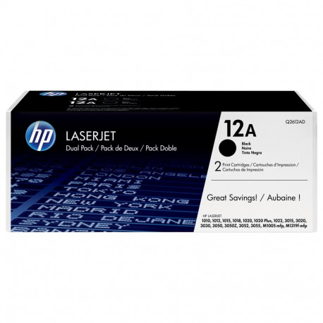 HP toonerkassetid 12A 2-pack originaalsed LaserJet, must