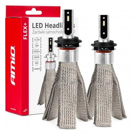 led-autopirnid seria flex+ h7-6 12v 24v 6000k canbus amio-03662