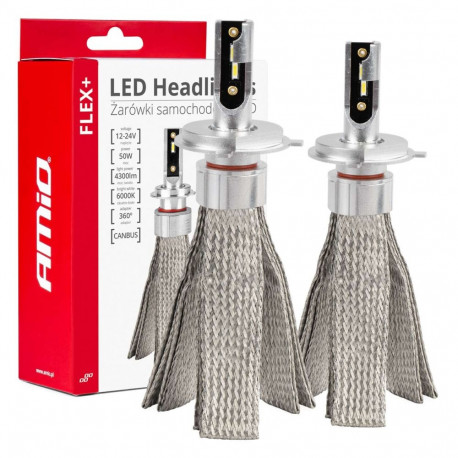 led-autolambid seria flex+ h4/h19 6000k 12v 24v canbus amio-03657