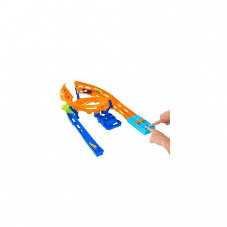 Hot Wheels Action Whip Around Raceway, 2 Toy Cars in 1:64 Scale, Storage