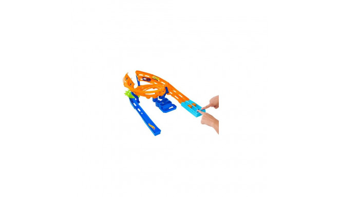 Hot Wheels Action Whip Around Raceway, 2 Toy Cars in 1:64 Scale, Storage