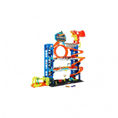 Hot Wheels City Ultimate Garage Playset from “Let’s Race” with 2 Toy Cars & Storage for 50+