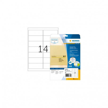 HERMA Address labels transparent matt A4 63.5x38.1 mm round corners film 525 pcs.