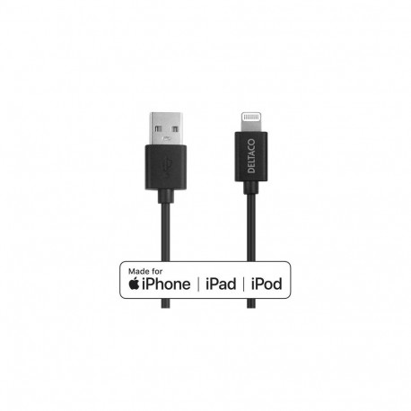 Deltaco IPLH-412 lightning cable 2 m Black