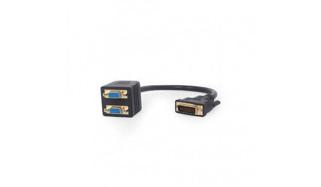 Gembird passiivne DVI-I isane dual VGA emane adapter/jagaja 0,3 m must