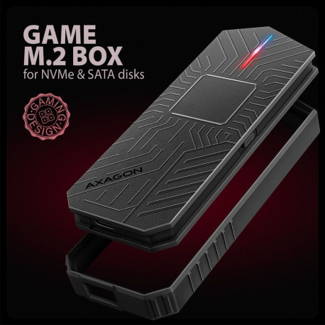 AXAGON USB-C 10Gbps - M.2 NVMe ja SATA SSD mängu M.2 karp | EEM2-GAM