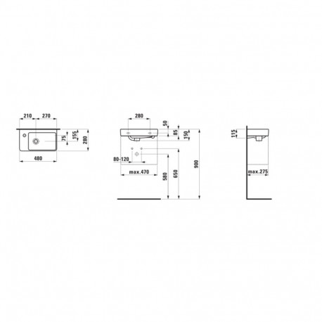 Laufen Pro S H8159550001041 valge valamu, vasak