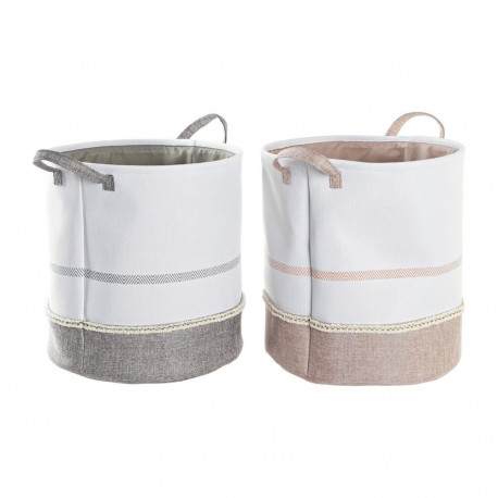 Pesukorv DKD Home Decor Hall Roosa Polüester (39 x 39 x 41 cm) (2 Ühikut)