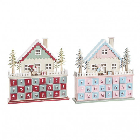 Advent Calendar DKD Home Decor Wood House (32 x 8 x 33 cm) (2 Units)