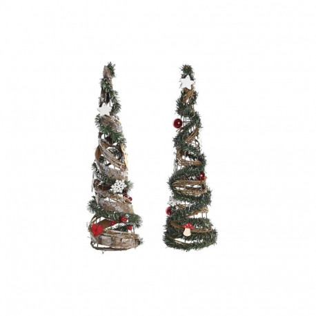 Jõulupuu DKD Home Decor Naturaalne Punane Metall Roheline (14 x 14 x 51 cm) (2 Ühikut)