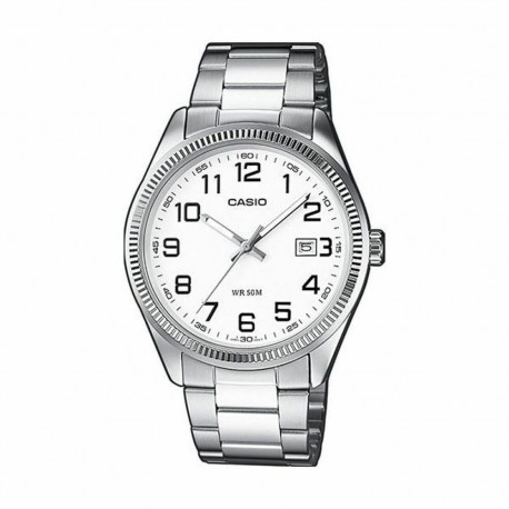 Unisex Kell Casio DATE Valge Hõbedane (Ø 39 mm) (Ø 38,5 mm)