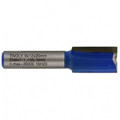 Straight slot cutter, 12x8 mm, 8mm shank