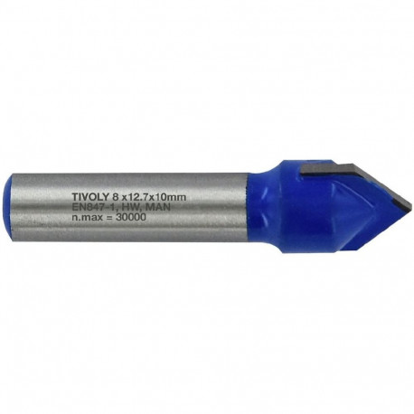 V-groove cutter 12.7 mm, 90°, 8mm shank