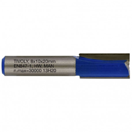 Straight slot cutter, 10x8 mm, 8mm shank