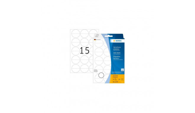 HERMA Seal labels perforated Ø 32 mm round transparent extra strong adhesion film matt 240 pcs.