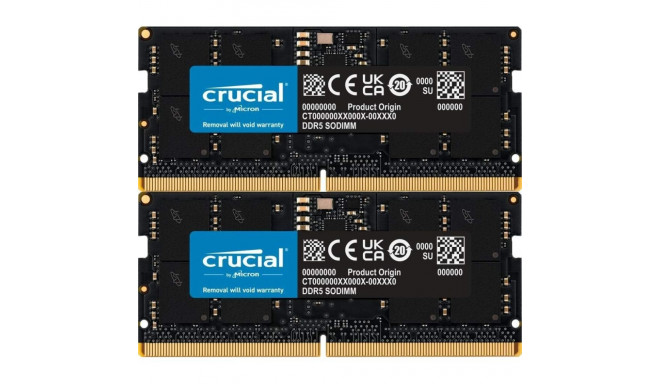 Crucial SODIMM sülearvuti mälu, DDR5, 128GB, 5600MHz, CL46 (CT2K64G56C46S5)