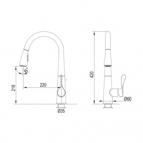 Blue Water Stabili köögisegisti väljatõmmatava voolikuga, must värv