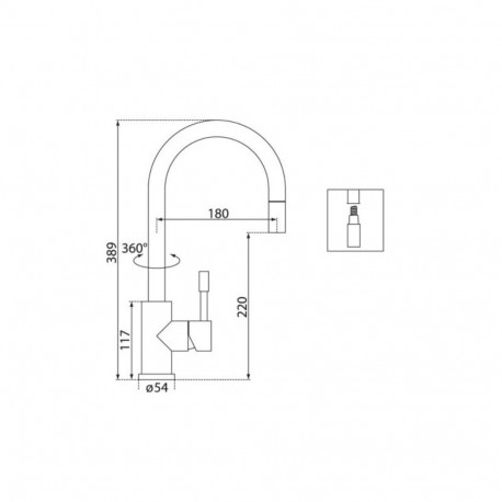 Faucet BlueWater Lima-inox/black, with pull-out shower
