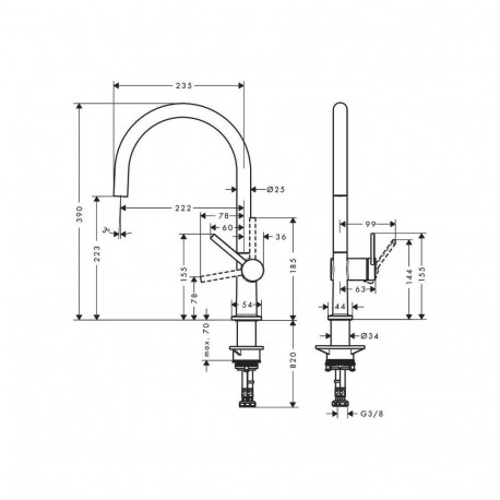Hansgrohe TALIS M54 72843670 matt must köögisegisti