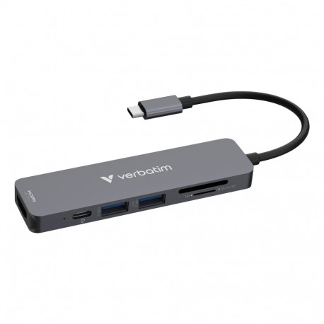 Verbatim USB-C Essentials mitme pordiga jaotur 6 porti: HDMI, USB-C PD, USB-A 3.2 Gen 1, USB-A, SD j