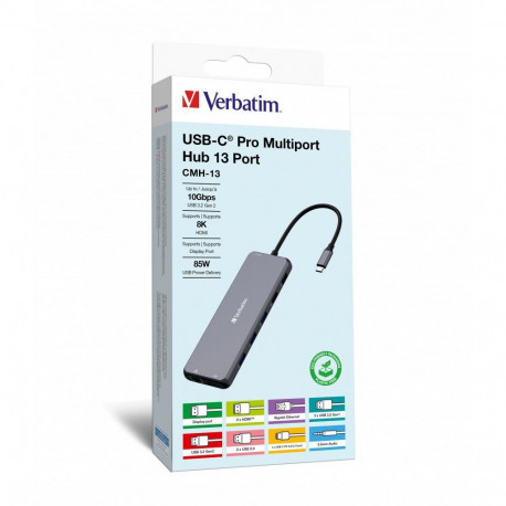 Verbatim CMH-13 USB Type-C 10000 Mbit/s hõbedane