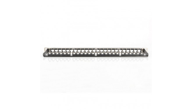 High density 19" patch panel 24x keystone, 0.5U