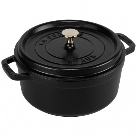 Staub Round Cast Iron Casserole - 3.8 ltr, Black