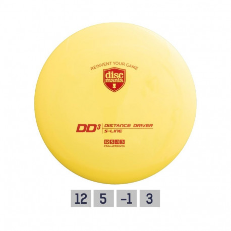 Discgolf disc DISCMANIA  Distance Driver S-LINE DD3 Yellow 12/5/-1/3