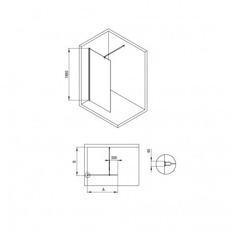 KERRIA PLUS dušisein valge/läbipaistev nero120