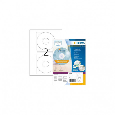HERMA CD labels A4 Ø 116 mm white paper matt opaque 200 pcs.