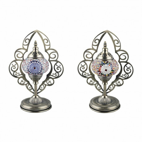 Desk lamp DKD Home Decor Crystal Mosaic Metal Multicolour Arab (20 x 15 x 42 cm) (2 Units)