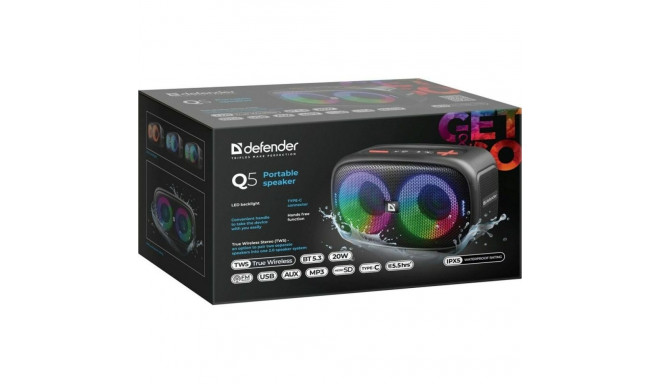 Portable Bluetooth Speakers Defender 65305 Black 20 W