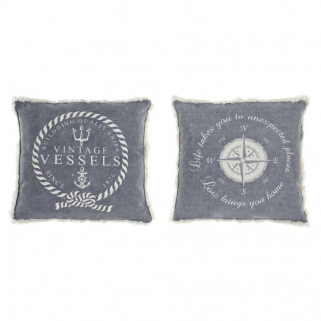 Padi DKD Home Decor Sinine Valge Narmad Vahemere Mereväesinine 45 x 10 x 45 cm (2 Ühikut)