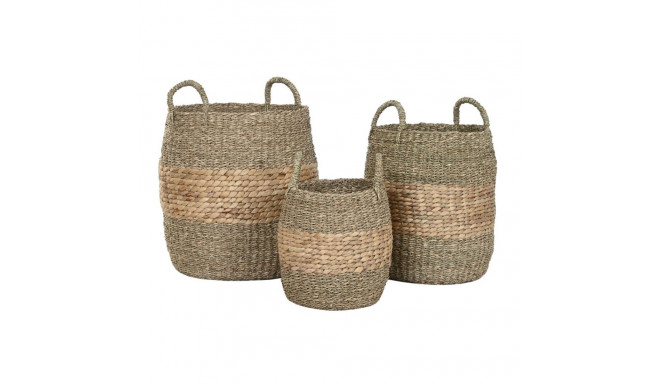 Basket set Home ESPRIT Natural Water hyacinth (3 Pieces)