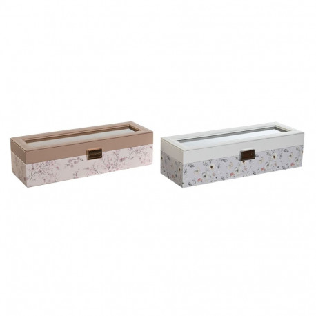Karp kellade jaoks DKD Home Decor Sinine Heleroosa Kristall 33 x 11 x 9 cm (2 Ühikut)