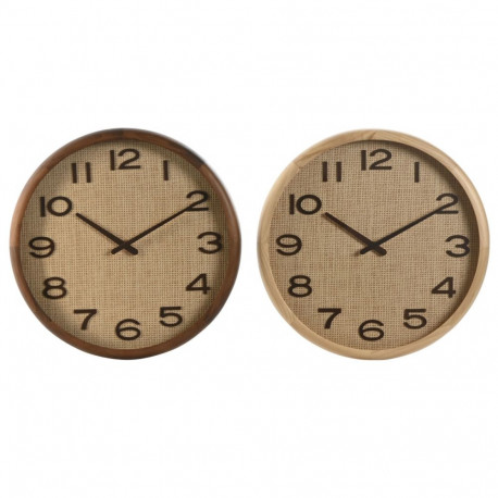 Wall Clock Home ESPRIT Brown Natural Wood Rattan 40 x 5 x 40 cm (2 Units)