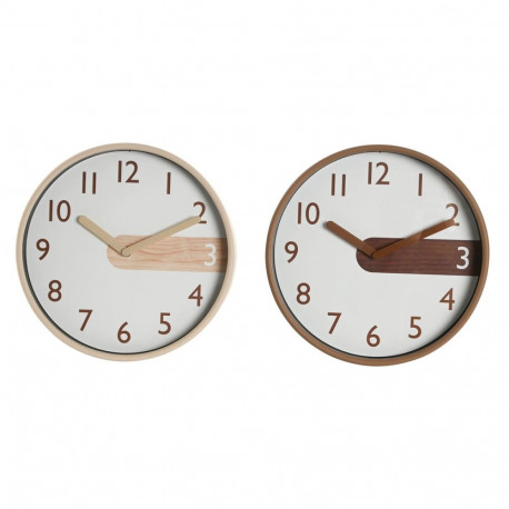Wall Clock Home ESPRIT Brown Natural PVC Wood 30 x 4,7 x 30 cm (2 Units)