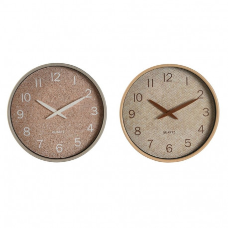 Wall Clock Home ESPRIT Brown Natural PVC Wood 30 x 4,7 x 30 cm (2 Units)