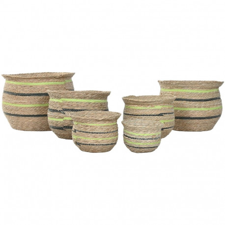 Lillepott Home ESPRIT Pruun Roheline kiud Araablane 44 x 44 x 33 cm (6 Ühikut)