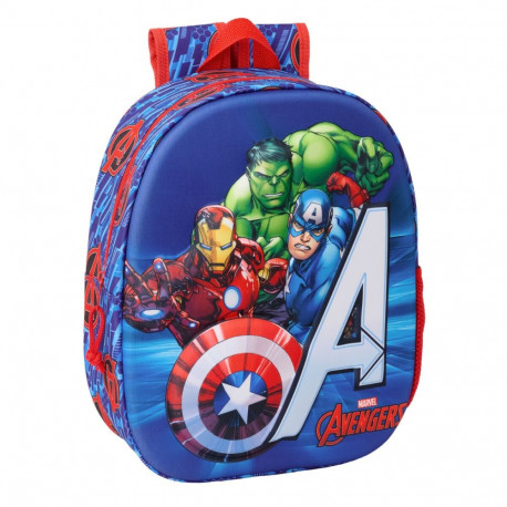 Child bag The Avengers Red Dark blue 27 x 33 x 10 cm 3D