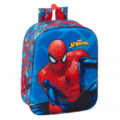 Child bag Spider-Man Red Navy Blue 22 x 27 x 10 cm 3D