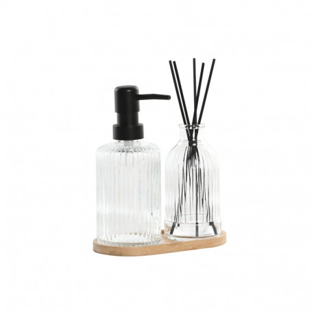 Bath Set Home ESPRIT Black Transparent Bamboo Crystal Modern 3 Pieces