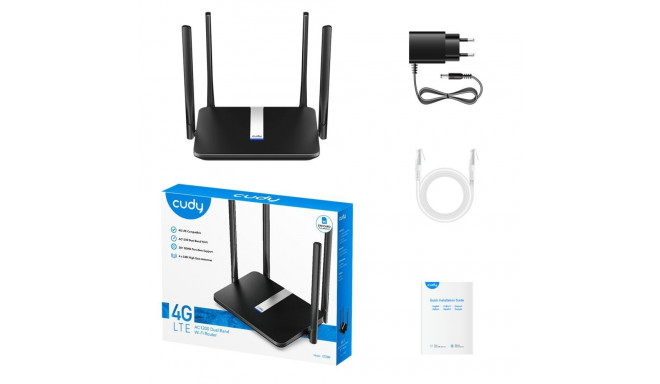 Cudy LT500 AC1200 4G LTE Cat4 Router Dual Band WiFi SIM VPN Mesh External Antennas White