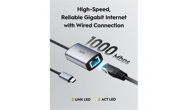 Cudy UE10C NetLink USB-C to Gigabit Ethernet Adapter Portable Aluminum Plug and Play Grey