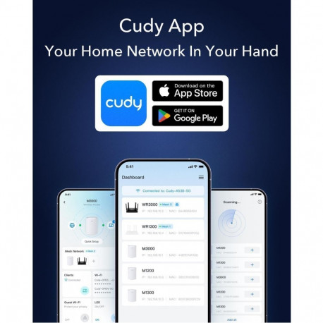 Cudy WR3000P AX3000 MeshPro WiFi 6 Router Dual Band 2.5G Port USB PoE VPN WPA3 Mesh Black Black