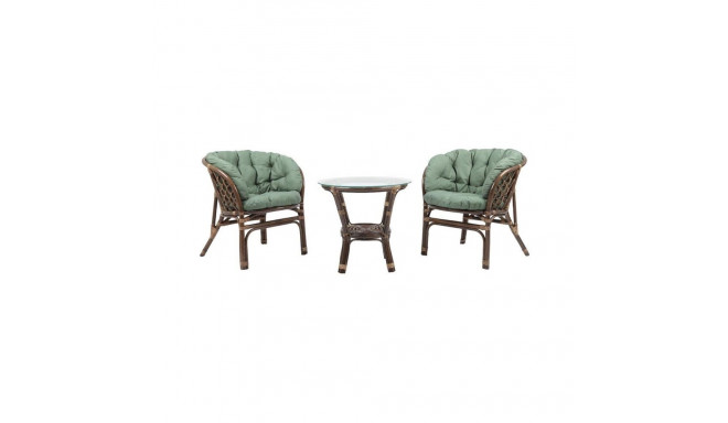 FURNIT SET OUT BROW/GRE ARMCHAIR/TABLE