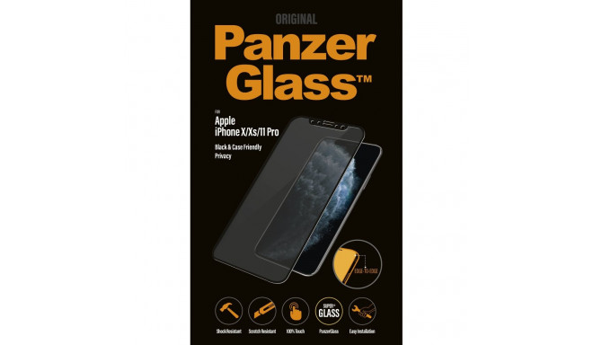 PanzerGlass E2E Super+ iPhone X/XS/11 Pro ümbrisesõbralik privaatsus must